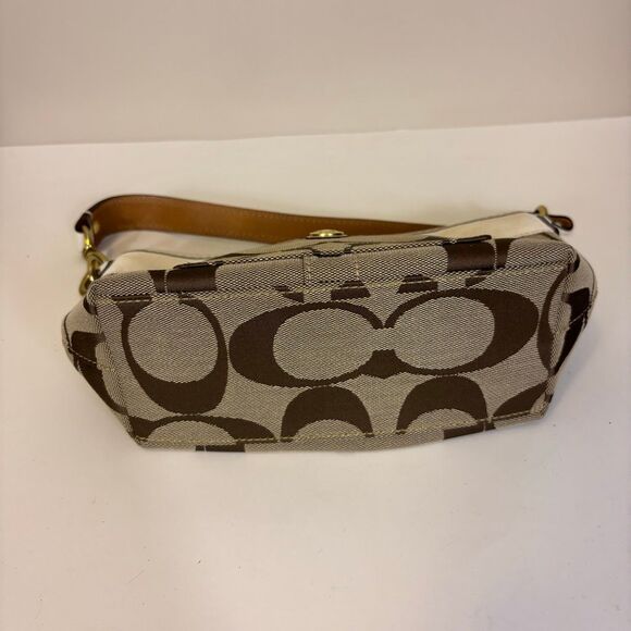 Coach Brown Monogram with White Leather Small Shoulder Purse 11688 - Picture 4 of 8